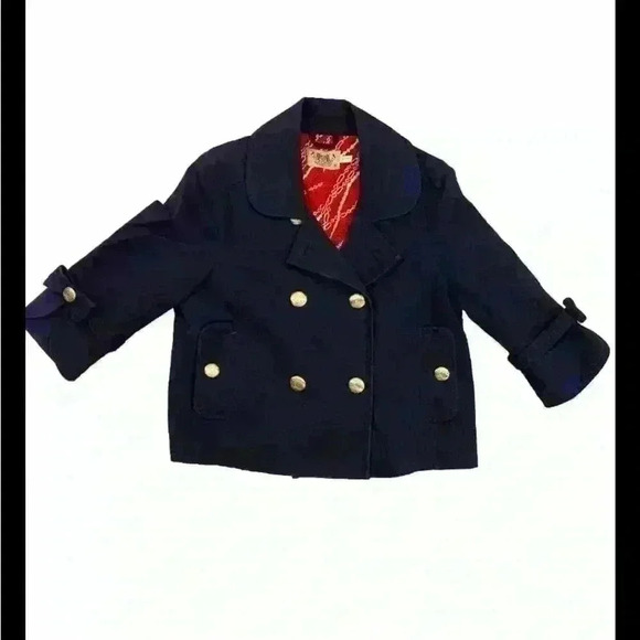 Juicy Couture Cropped Jacket Blue with bows and gold buttons size Medium - Picture 1 of 5